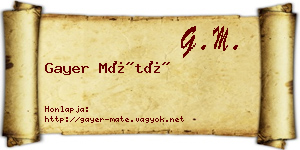 Gayer Máté névjegykártya
